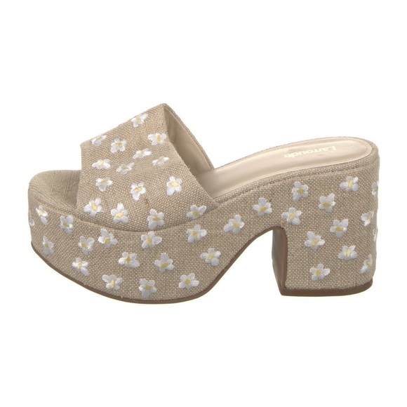 LARROUDÉ  Women\'s Miso Platform Sandal, Raw Linen
